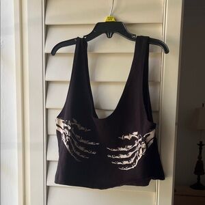 4/$25 SALE Urban Outfitters Black Cropped Tank with Skeleton Hand Graphic